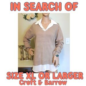 **IN SEARCH OF** Croft & Barrow Beige Layered Sweater XL Or Plus Sz